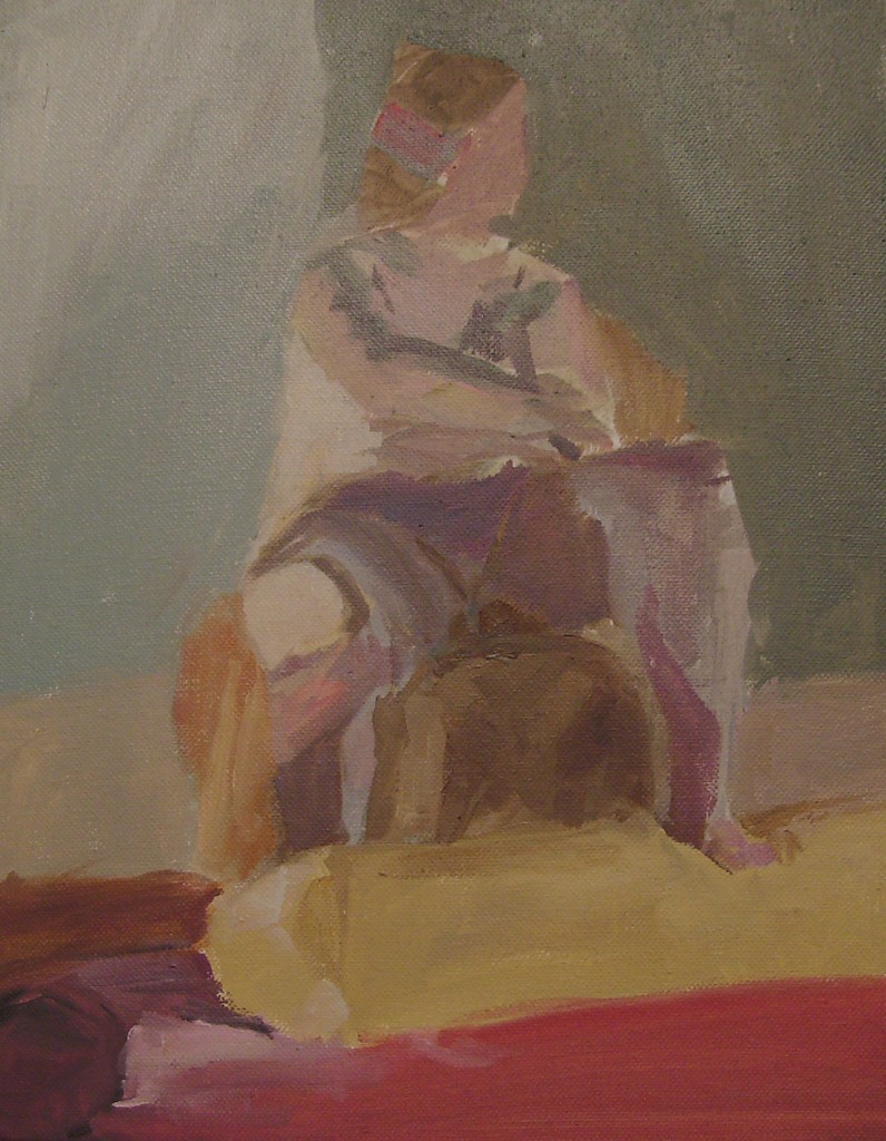 Oil painting of female nude.